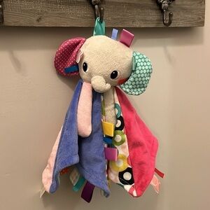 Taggies Bright Starts Elephant Baby Lovey Security Blanket Toy Multicolored